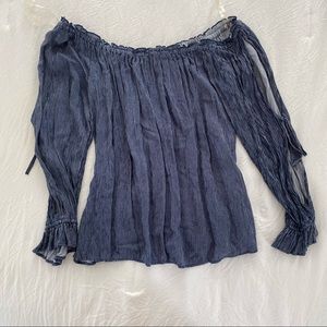 Off the shoulder navy blouse